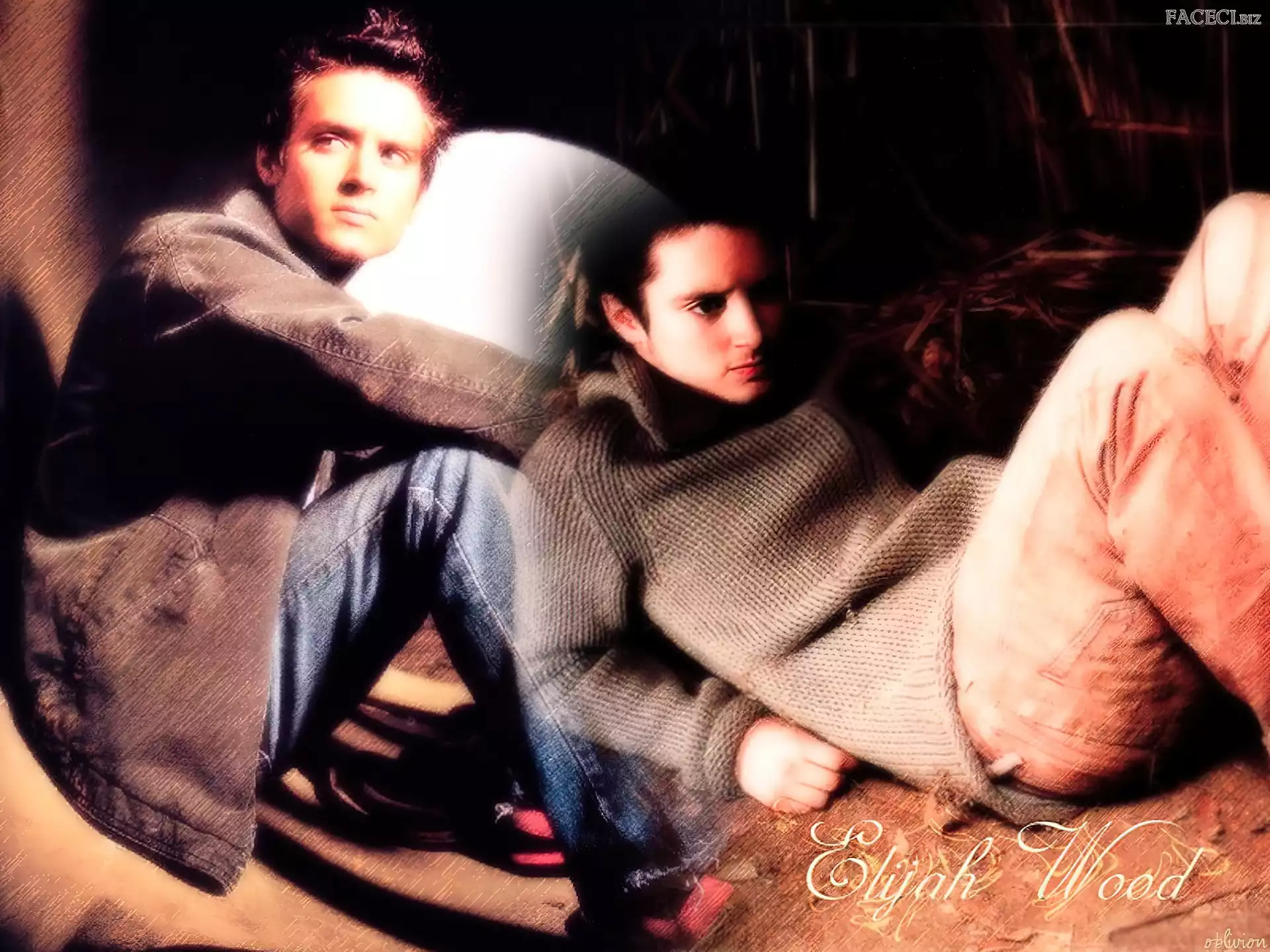 jeansy, Elijah Wood, sweterek